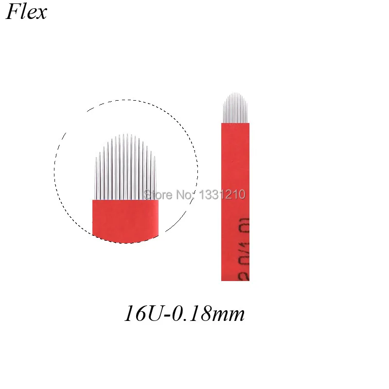 

Набор 200 Lamina Agulha Tebori Microblade u-образный 16 контактов 0,18 мм микроблейдинг иглы для бровей Иглы татуировки для Tobori Pen