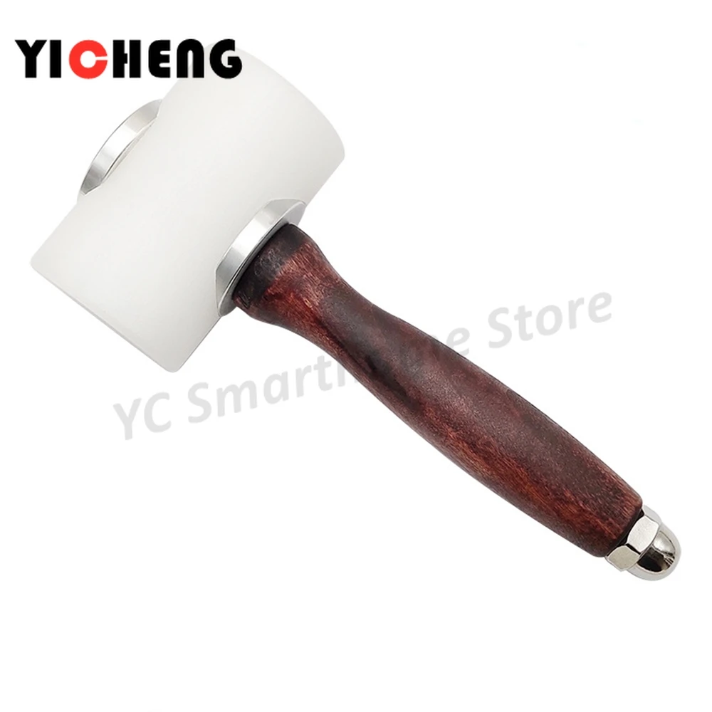 1Pcs Leather DIY Tools Leather Art  Making Wooden Handle Nylon Hammer Pound Leather Sculpture Hammer T-Type Printing Tool Hammer