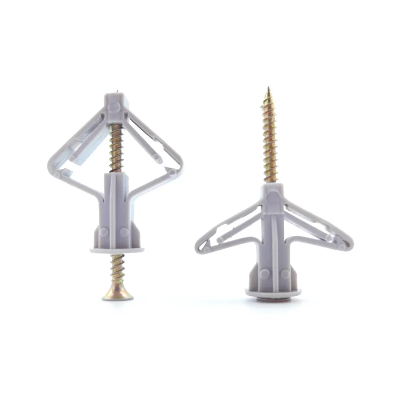 50sets Expansion Drywall Anchor with Self-drilling Screw Kit Gypsum Board Hollow Wall Expansion Screw Nylon Plastic Gypsum Board