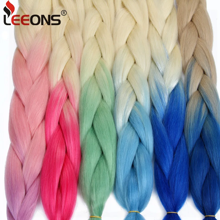 Extensiones de cabello trenzado azul sintético, trenzas Jumbo, trenza de color, fibra resistente al calor, 24 pulgadas, 100 g/unidad