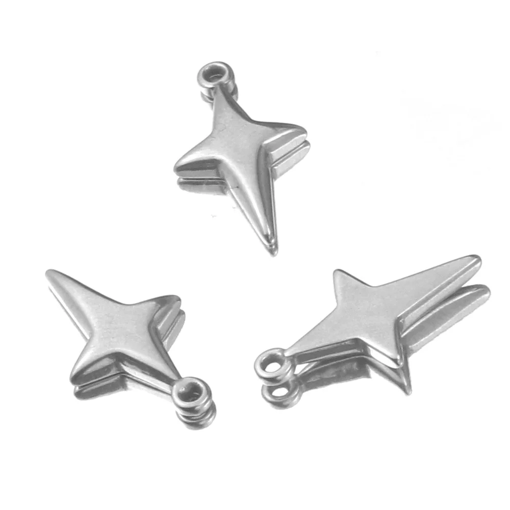 5pcs/lot 3d Stainless Steel Charms Mini Long Stars Charms 23x13mm for DIY Jewelry Making Finding Accessories Christmas Charms