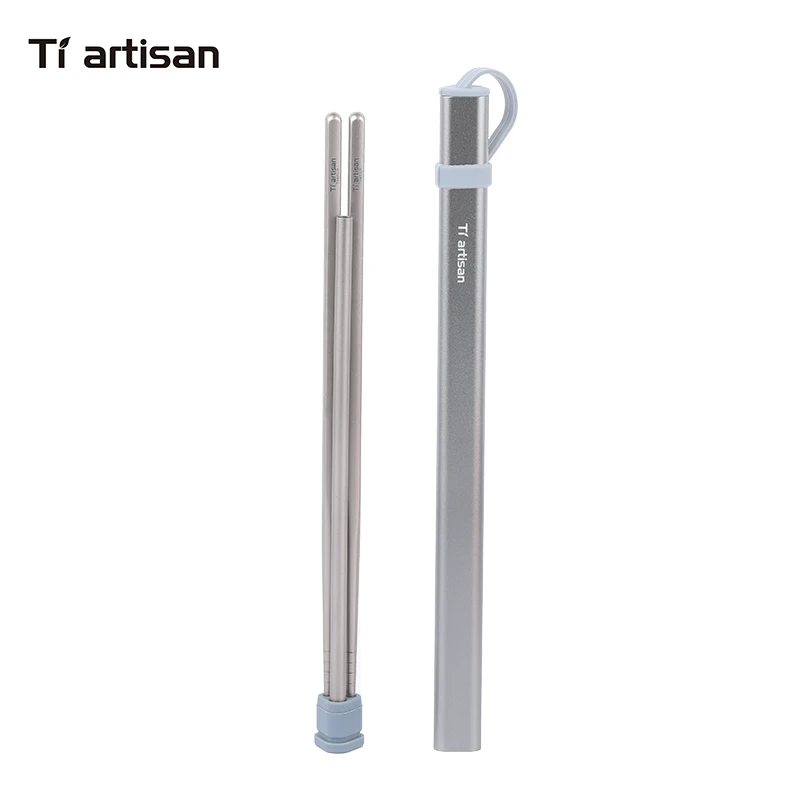 Tiartisan Kitchen Accessories Titanium Chopsticks Set Aluminum Chopsticks Box Case For Titanium Chopsticks Storage and Straw