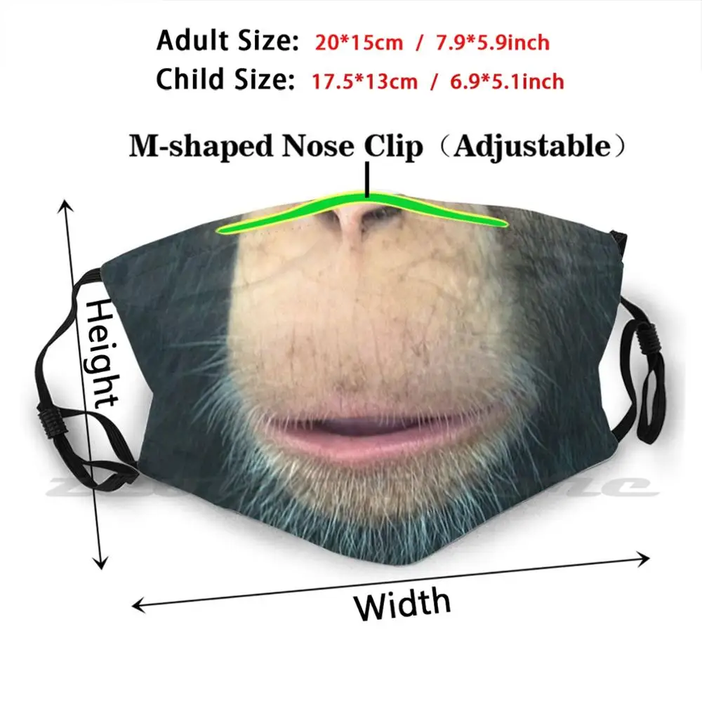 Chimp 2 Mask Mask Cloth Washable DIY Filter Pm2.5 Adult Kids Chimpanzee Chimp Monkey