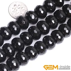 Natural Black Agates Rondelle Spacer Loose Beads For Jewelry Making Strand 15 inch DIY Jewelry Bead For Women Gifts