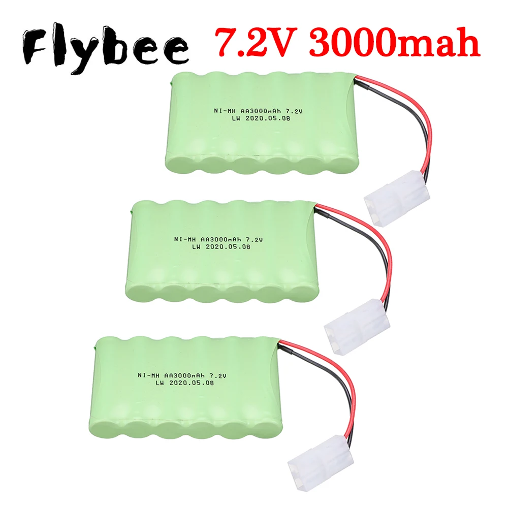 7.2V 3000mah NiMH Battery Pack For Rc toys Cars Trucks Trains Tanks Robots Boats RC Guns Ni-MH 7.2v 3000mAh Rechargeable Battery