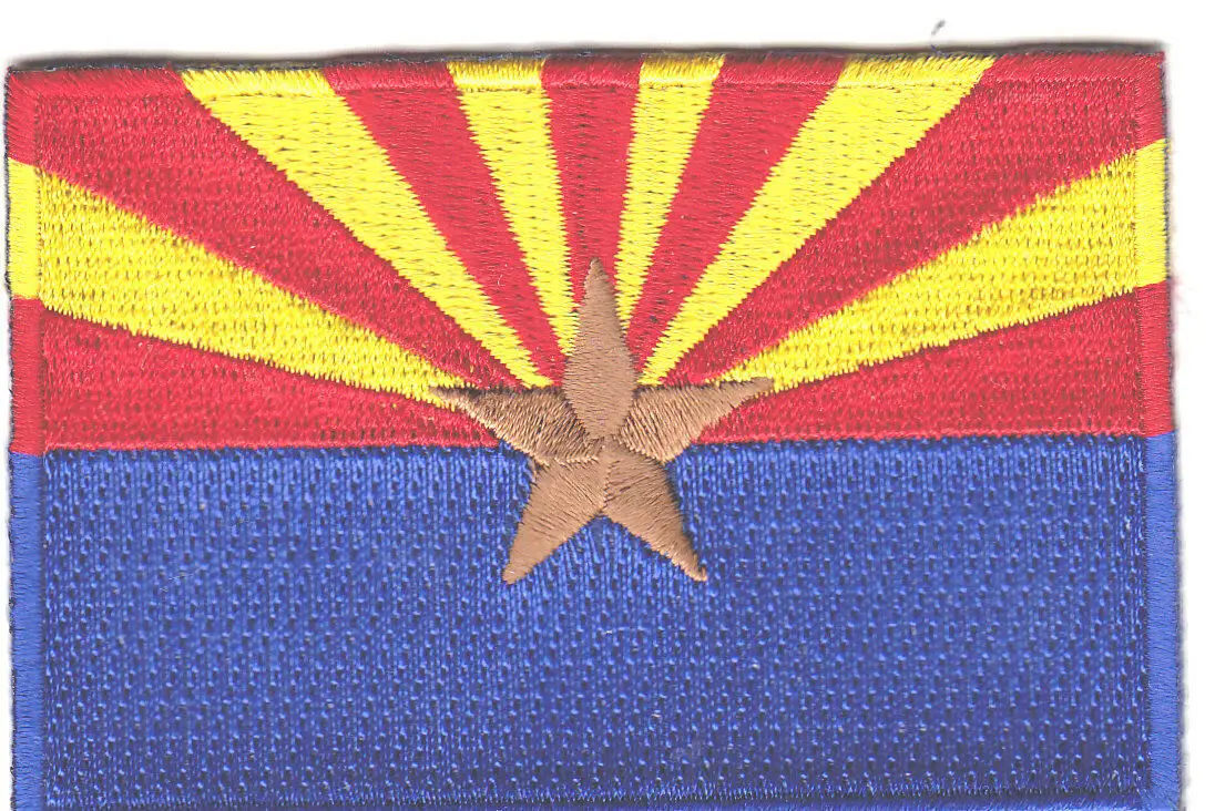 Hot! ARIZONA STATE FLAG Iron On Embroidered Patch Southwest (≈ 7-4.6 cm)