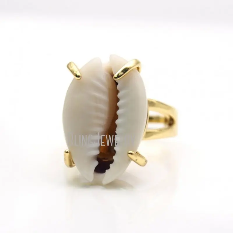 RM18839 Cowrie Shell On An Adjustable  Electroplated Ring