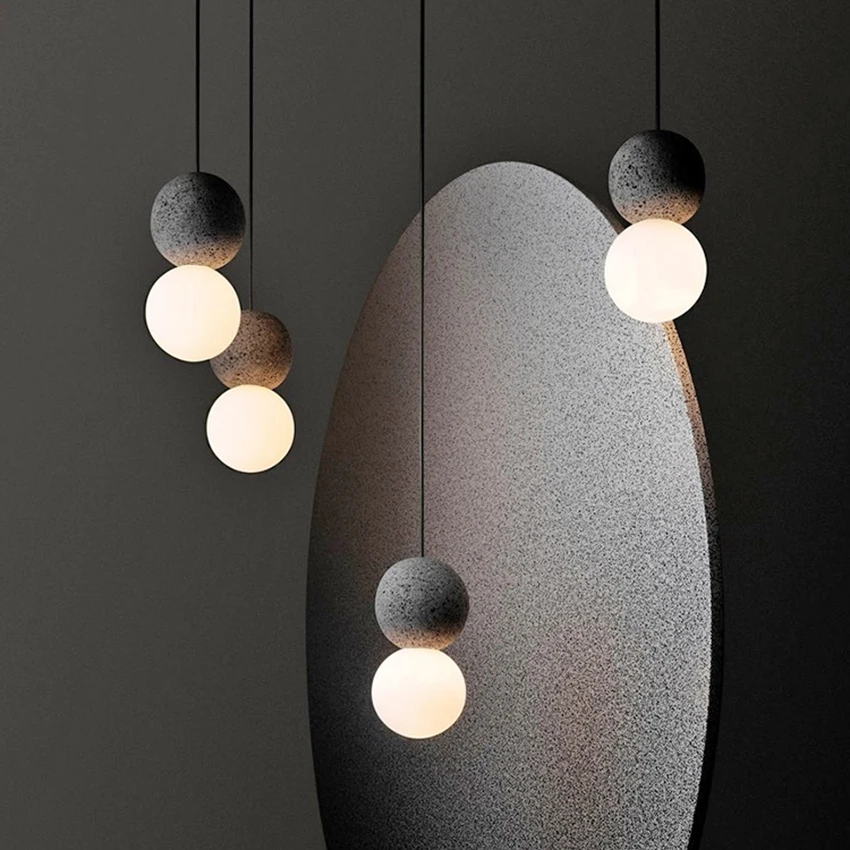 Origo Collection Nordic concrete pendant light design simple creative glass pendant ball light restaurant dinning table light