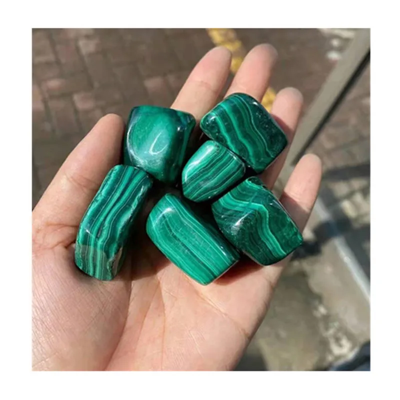 

polished crystal gemstone natural quartz crystal green malachite tumbled stones for home decoration