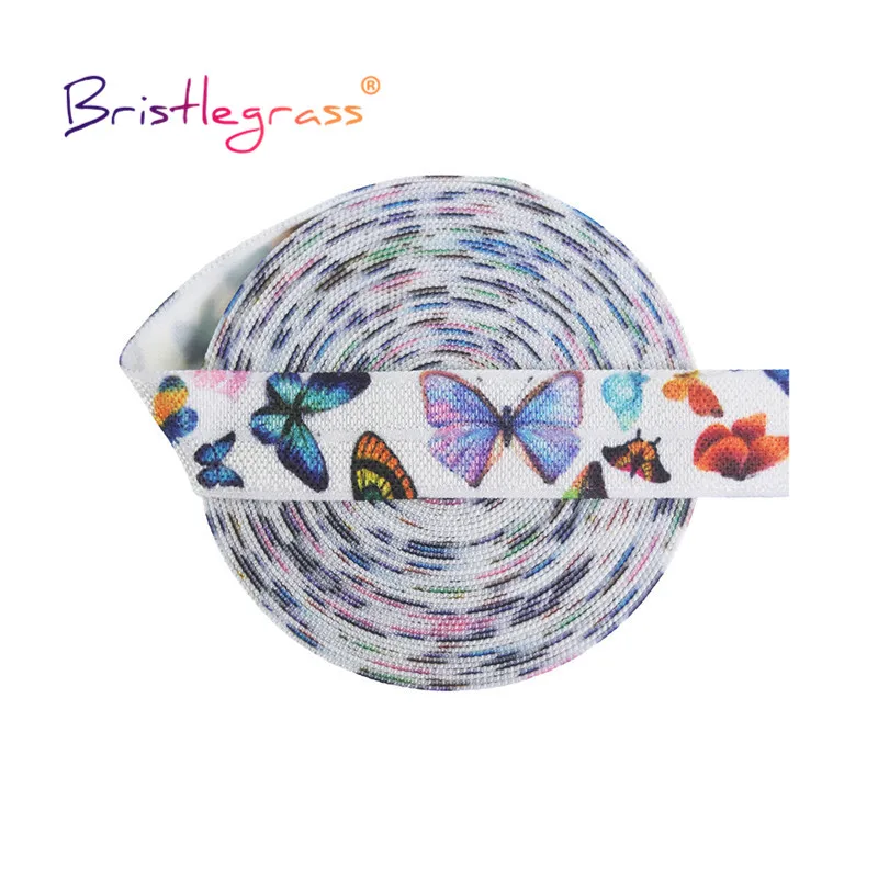 BRISTLEGRASS-cinta elástica de LICRA para el pelo, 2, 5, 10 yardas, 5/8 pulgadas, 15mm, con estampado de mariposa, flamenco, gato, perro accesorios de costura correas para bolsos costura accesorios novedosos