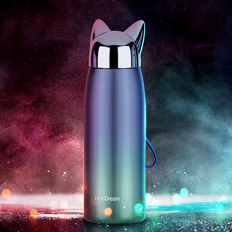 1pcs Cute Stainless Steel Cat ears Thermos Cups Thermocup Insulated Tumbler Vacuum Flask Thermo Coffee Mugs Travel Bottle Mug