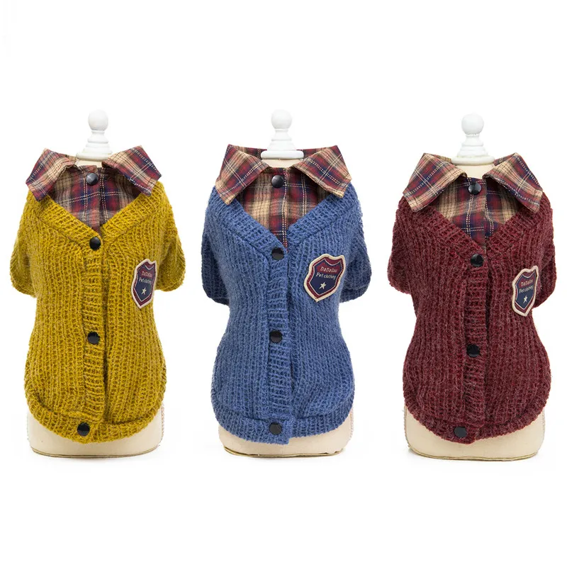 Gentleman Dog Sweater Knitted Puppy Jacket Tailored Collar Clothes For Small Dog Pets