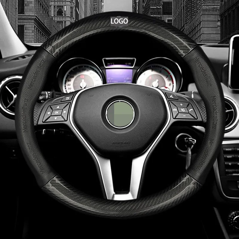 Carbon Fiber Car Steering Wheel Cover For Mercedes Benz C Cla w164 w210 w204 w163 w209 w205 124 211 w220  w212 w202 Gl w177 w203