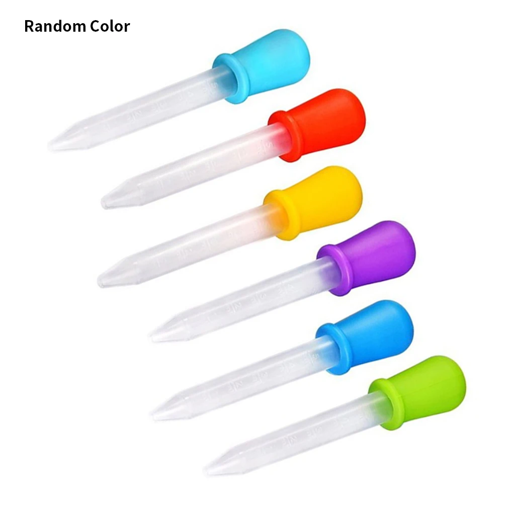 6/8/10pcs 5ml Silicone Pipette Liquid Food Dropper Plastic Baby Feeding Medicine Dropper Pipette Dropper For School Lab Supplies