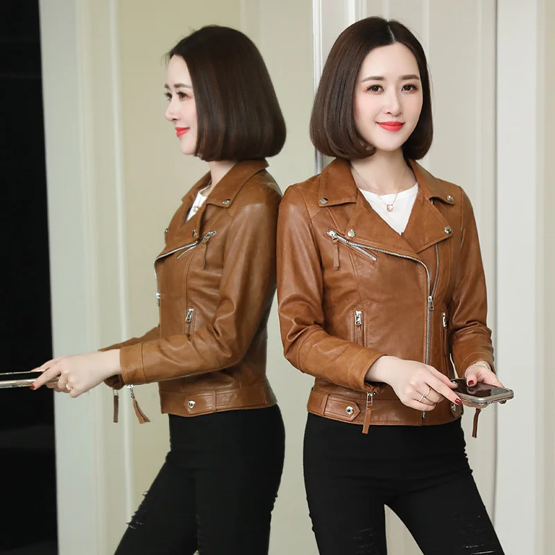 100% Genuine Leather Jacket Women Clothes 2019 Korean Montone Biker Real Sheepskin Coat Female Short Jacket Hiver SD3365