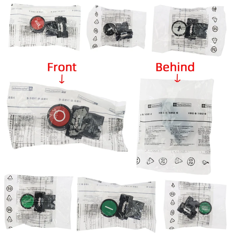 22mm Start Stop Button With The Arrow Symbol XB2 Flat Touch Switch Button Momentary Button Switch Plastic Red/Green Push Buttons