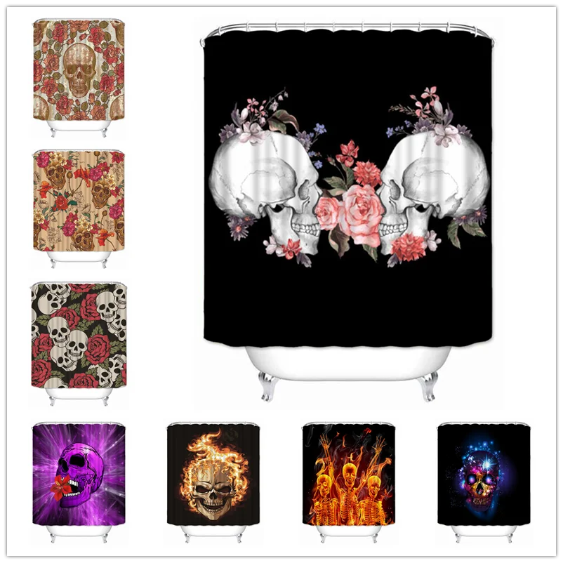 

Musife Custom High Quality Skull Shower Curtain Waterproof Bathroom Polyester Fabric Bathroom Curtain