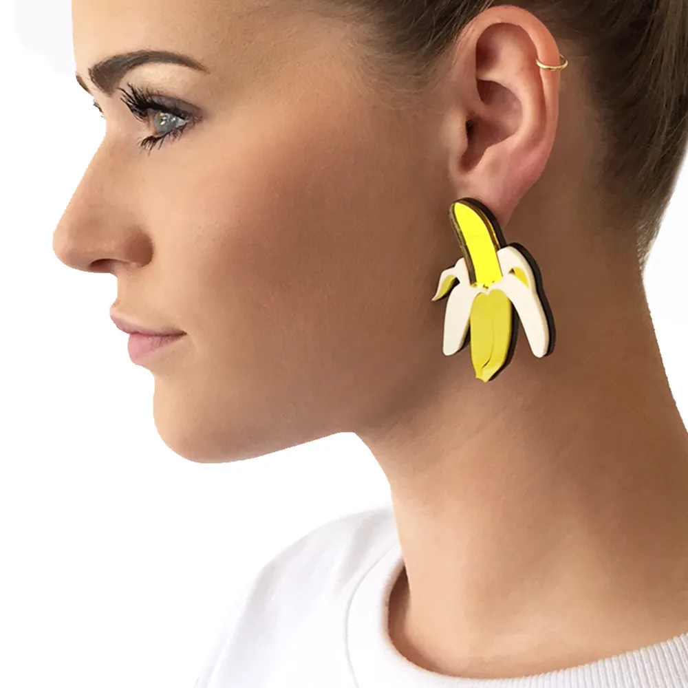 Earrings For Women Acrylic Party Fashion Eardrop Funny New Cartoon Colorful Gifts Ice Cream Fruit Lemon Donuts Fried Egg