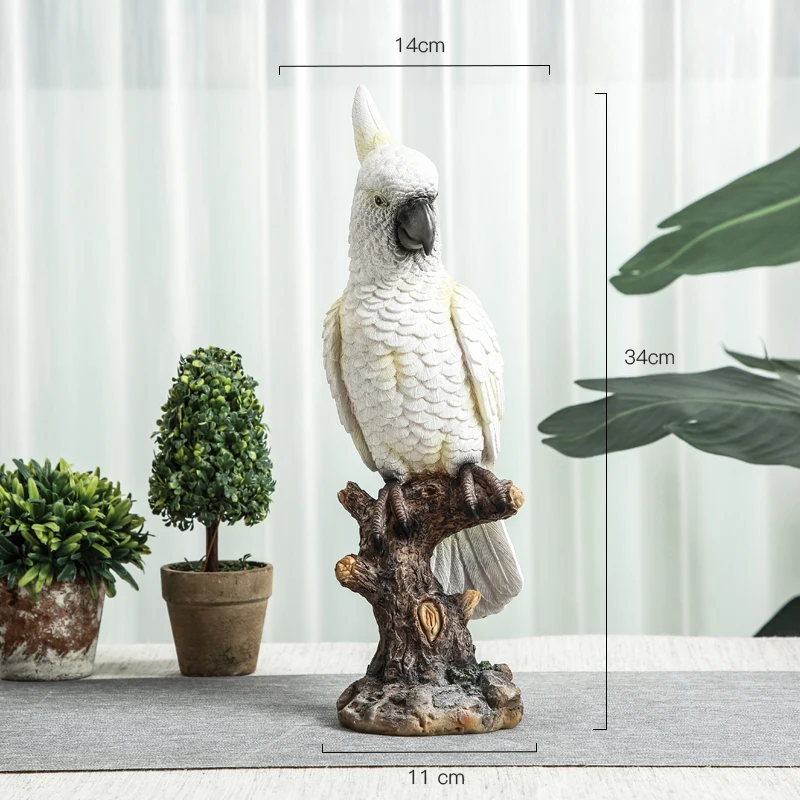 Simulation Parrot Ornaments Creative Resin Bird Model Garden Bookcase Desktop Home Decoration Accessories Character Resins