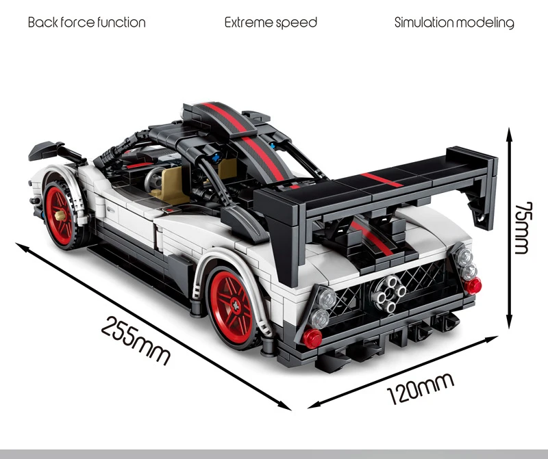 Technical Building Block Super Sports Car Zonda Model Pull Back Vehicle Steam Construction Brick Toy Collection For Gifts