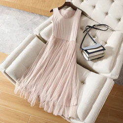 New Summer Women O Neck Solid Lace Dresses Casual All Match Simple Fashion Elegant Women Dress