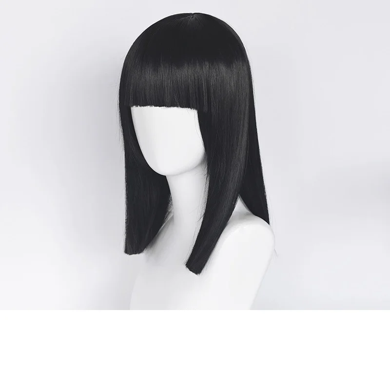 Парик Nanno из сериала «Девушка из ниоткуда», длиной 45 см, прямой черный парик, термостойкие синтетические волосы, реквизит для косплея + бесплатная шапочка для парика