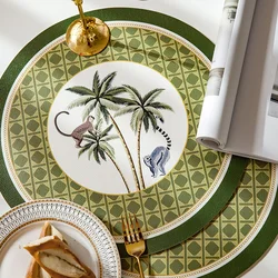 Exquisite Round PVC Placemat,High-End,Non-Slip,Heat Resistant,Oil-Proof,Waterproof,Easy Clean,Dining Table Decoration Pad,2Pcs