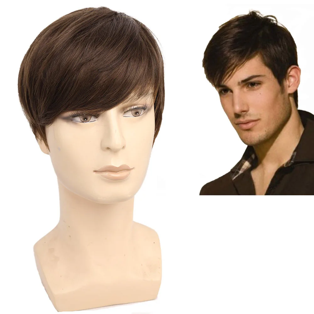 Amir Synthetic Short Ombre Sily Grey wig Striaght hair Wig for Men Male Hair Fleeciness Realistic Hair Wigs