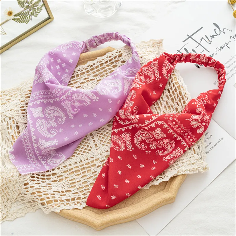 New Vintage Triangle Print Bandana For Women Bohemian Hair Scarf Summer Elastic HairBand Fashion Girl HeadScarf Hair Accessories