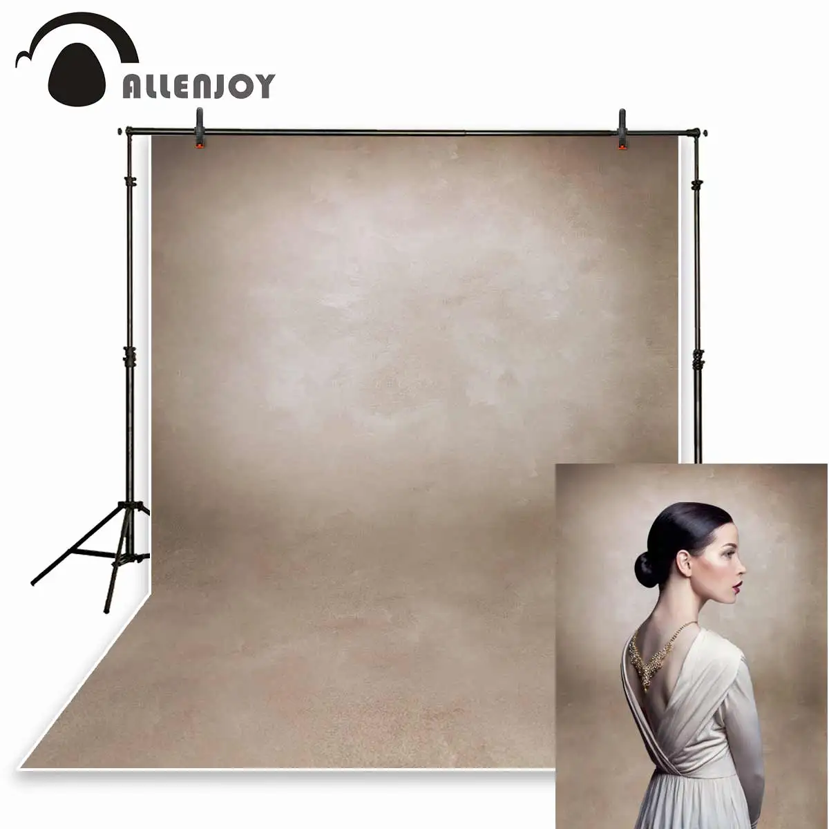 

Allenjoy Vinyl Cloth Photography Backdrop Old Master Light Brown Grunge Pure Color Background Photo Studio Photobooth Photophone