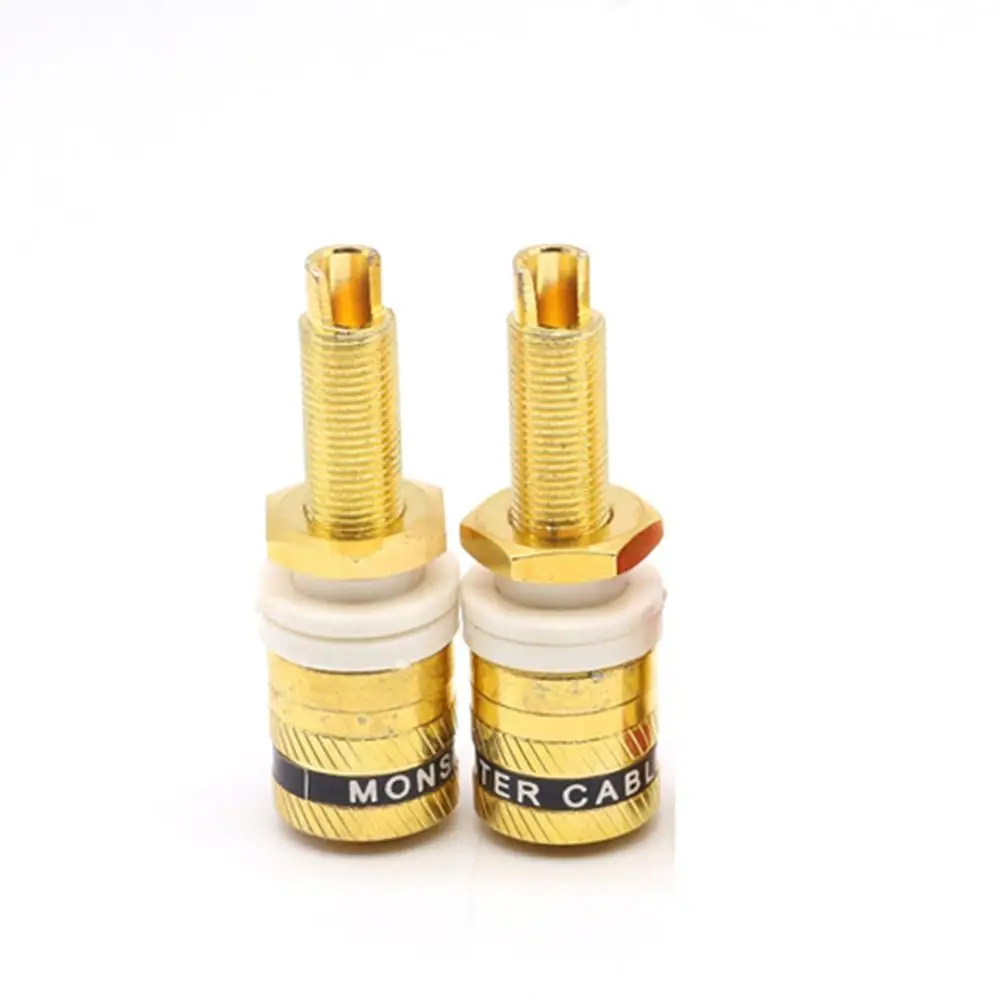 

HiFi 4pcs High quality Brass gold plated Binding post 4mm Banana plug terminal for audio speaker amplifier