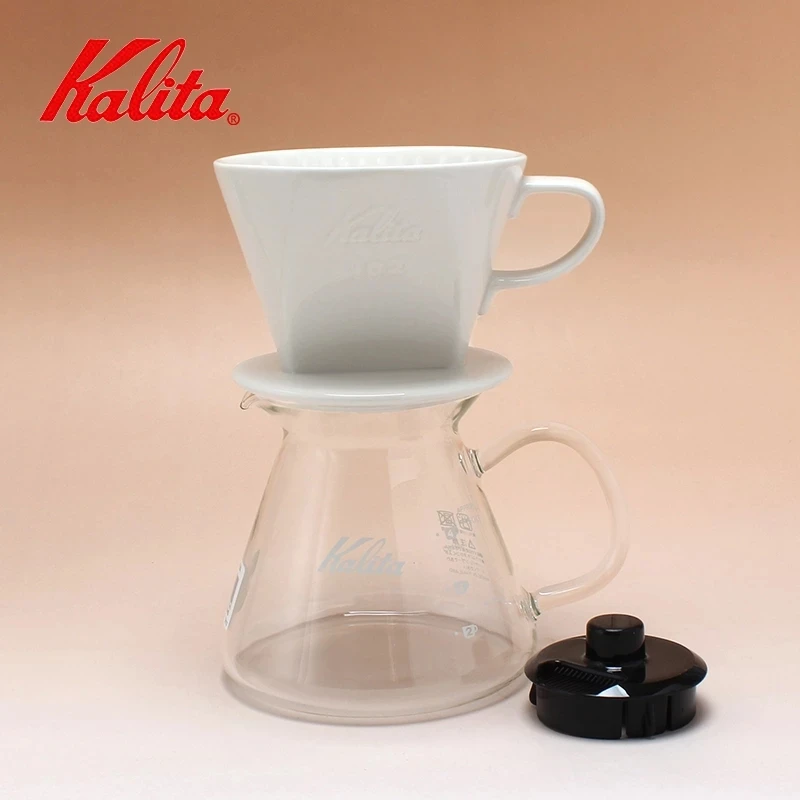 Japan kalita hand-made coffee pot set fan-shaped drip filter glass sharing pot three-hole filter cup coffee filter