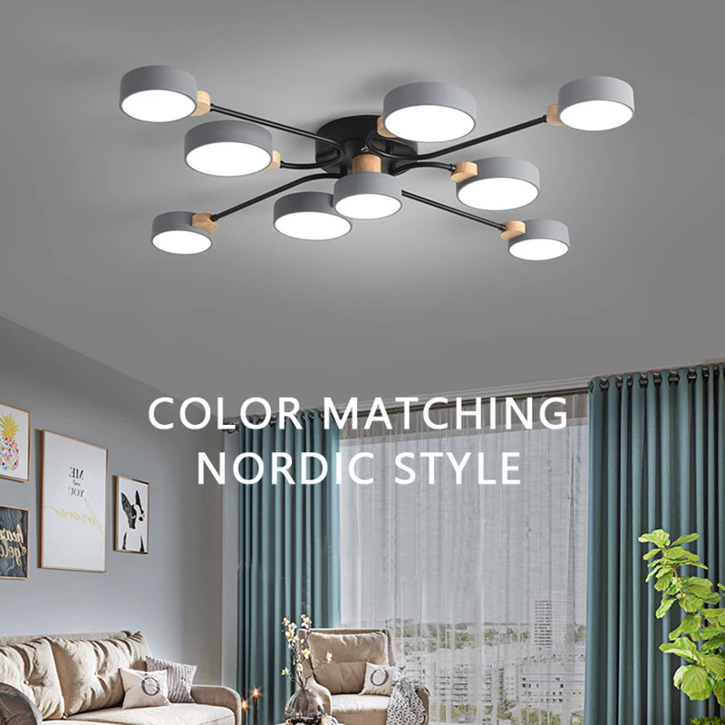 Moderne Kronleuchter Lampen schirm Farbe optionale Decken leuchte Licht Schlafzimmer Wohnzimmer nach Hause nordische Holz aufhängung Leuchte Lampe