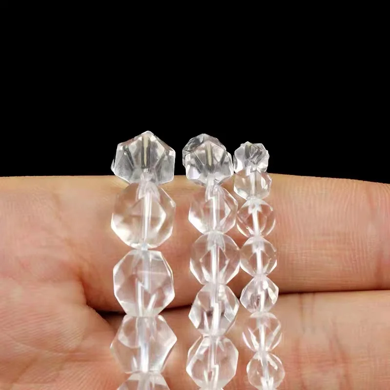 Natural Stone Faceted White Clear Quartzs Crystal Loose Spacer Beads For Jewelry Making DIY Bracelet Strand 15\