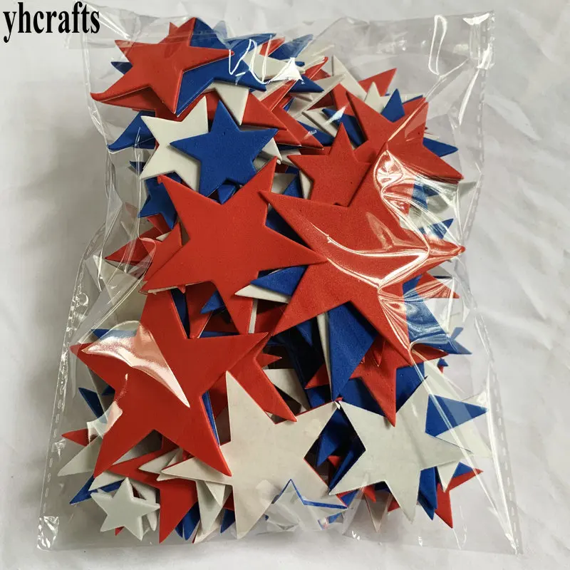 90PCS/Lot Mix big 5 size Red blue white star foam stickers July 4th independence Day Holiday project Fourth of July  US