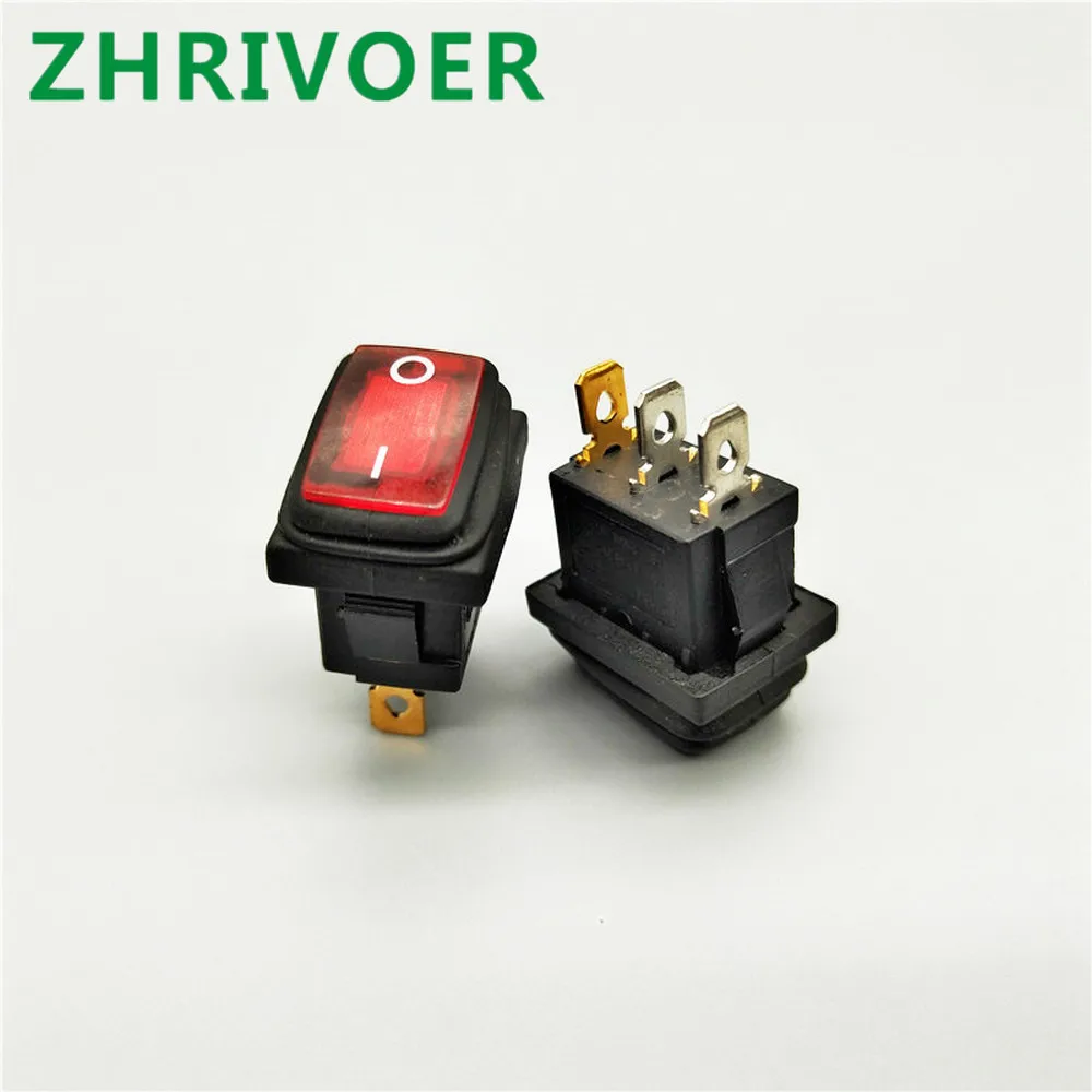 KCd1 12V / 220V LED Waterproof Rocker Switch 3-pin 10A / 250V IP67 Button Switch Rocker Boat Type Switch