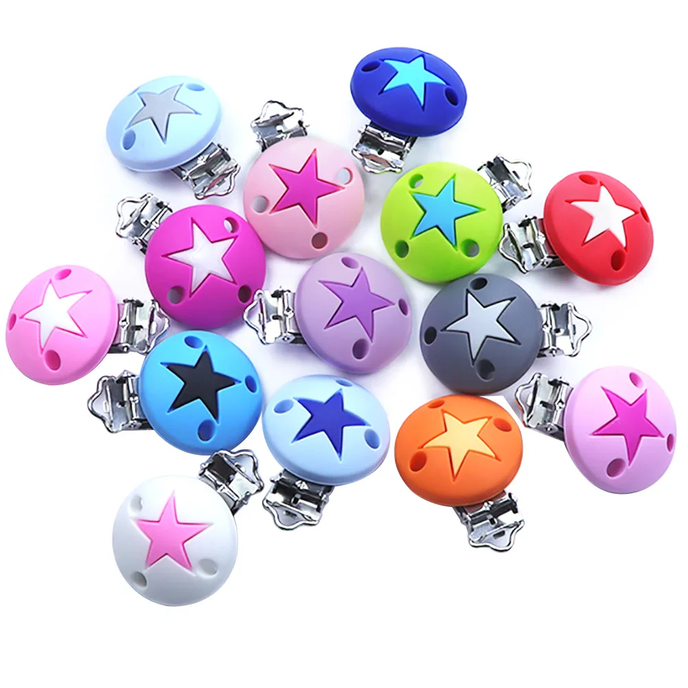 BOBO.BOX 1Pc Crown Heart Stars Silicone Beads Pacifier Clips For Diy Baby Teething Necklace Dummy Holder Baby Teether