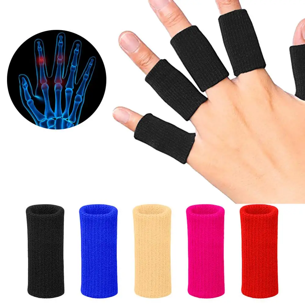 10Pcs Finger Safety Sleeves Gloves For Thumb Splint Brace For Arthritis Breathable Elastic Finger Tape For Basketball Volleyball