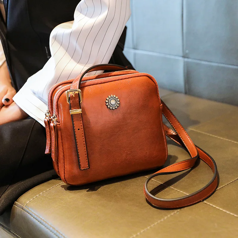 2024 Vintage Style Shoulder Bag Simple Square Crossbody Bags For Women Compartment Handbags Designer Female Messenger Bags