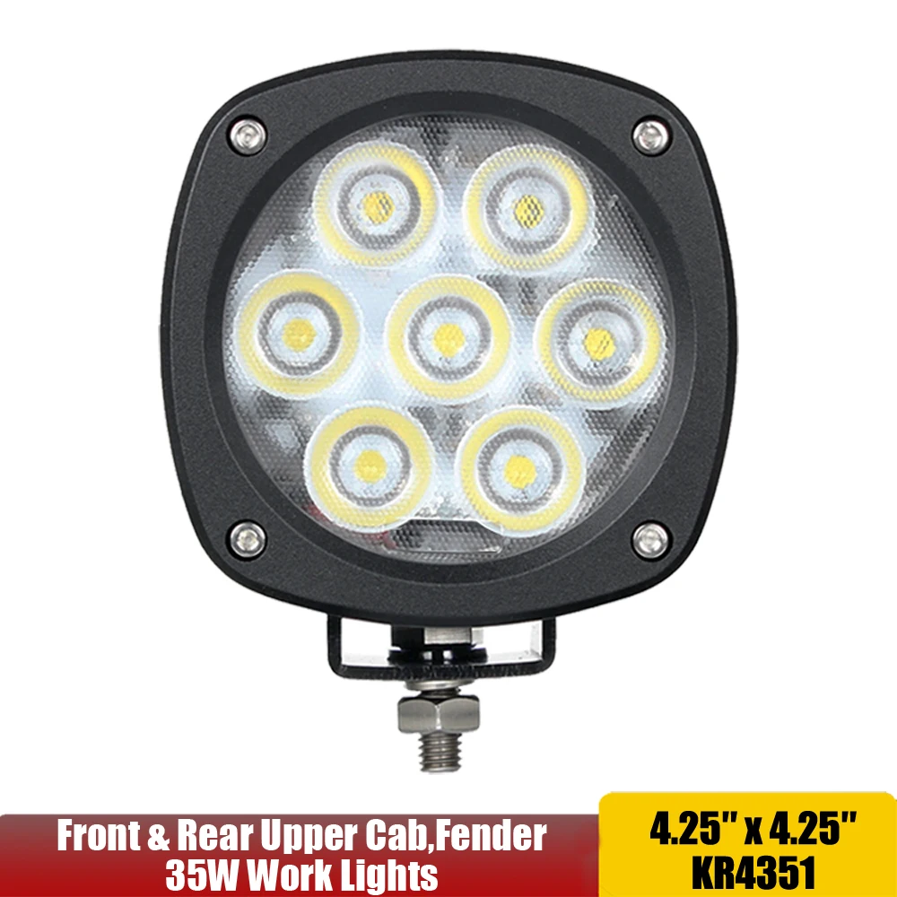 35W LED Work Light Compact Square 4x4 Flood Beam For Case Backhoe/Crawler Dozer/Wheel Loader LED Upper Cab or Fender Light x1pc