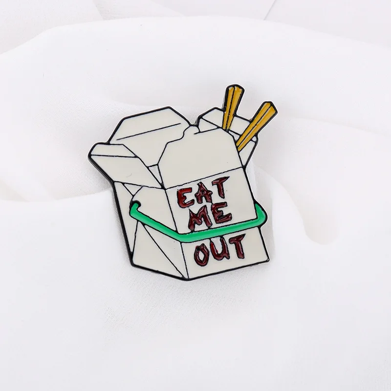 Creative milk carton "eat me out" brooch, denim collar accessories, wholesale pins, bag decoration badges, gifts for friends