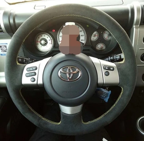 For Toyota FJ Cruiser DIY suede leather steering wheel cover