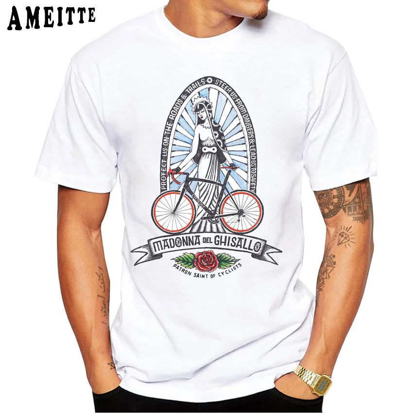 Del Ghisallo - The Patron Saint of Cycling Print T-Shirt Summer Men Short Sleeve Bicycles Casual Tops Hip Hop Boy Tees