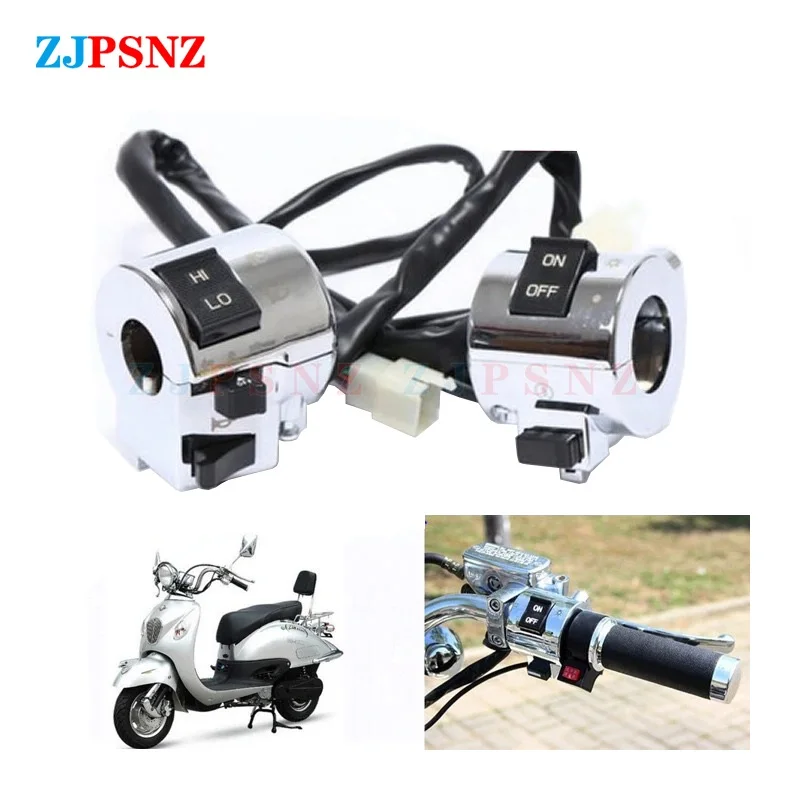 Motorcycle Scooter ebike Right Left Side Chrome Plated Handlebar Switch Control Button Headlight Turn Signal Light Horn 125150CC