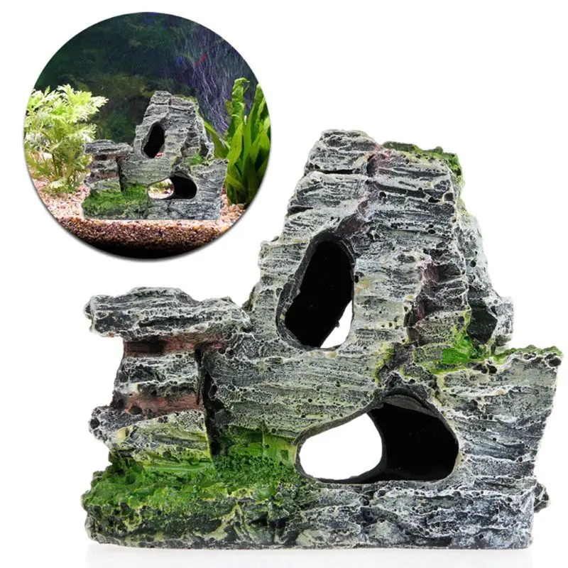 Acquario Rockery Mountain View Rock Cave Stone Tree Fish Tank Ornament Decoration accessori per acquari