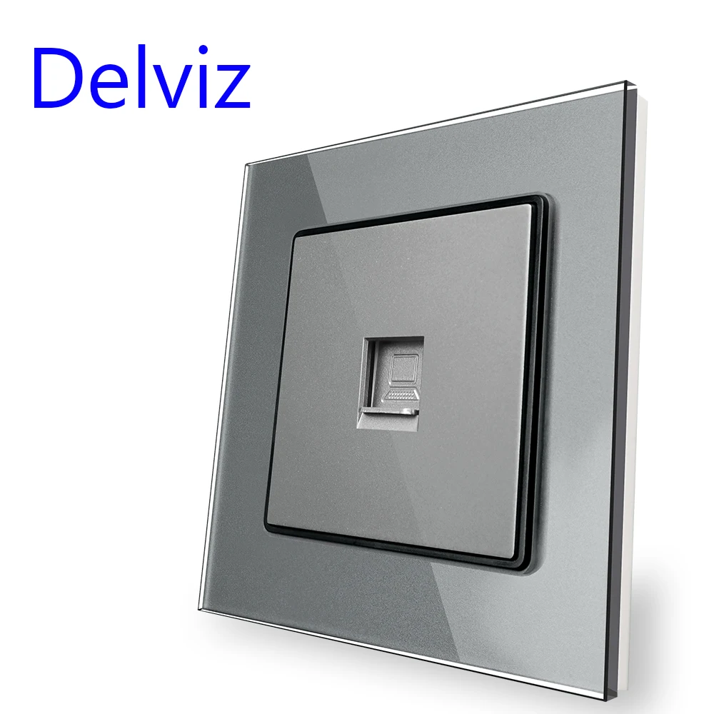 Gniazdo ścienne kabla komputerowego Delviz, szkło hartowane o wysokiej wytrzymałości, panel adaptera modułu RJ45, gniazdo interfejsu sieci kablowej CAT5E
