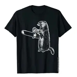 Funny Shirt Woodchuck Groundhog Day Could Chainsaw Wood Tee Cotton Mens T Shirts Personalized Tops & Tees Fitted Preppy Style