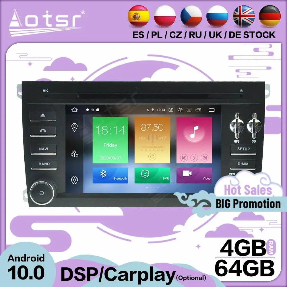 Carplay Multimedia Stereo Android Player For Porsche Cayenne 2003-2006 2007 2008 2009 2010 GPS BT Audio Radio Receiver Head Unit