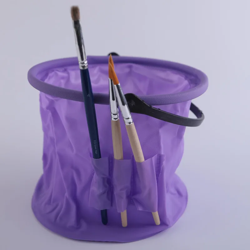 Paint Brush Washer Folding Bucket for Kid Outdoor Brush Washing Bucket 4 Colors Rubber Brush Storage Bucket School Art Supplies