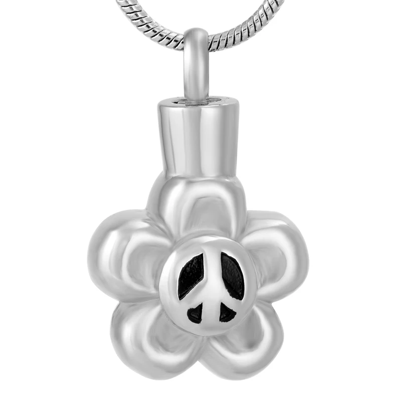 

peace sign in flower Cremation Jewelry Ashes keepsake Pendant necklace pet memorial urn funeral mini locket for women kids